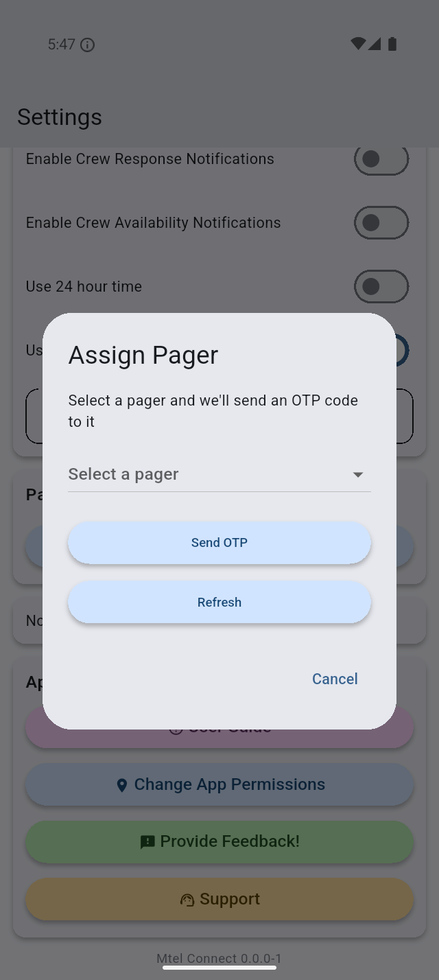 The Assign Pager dialog